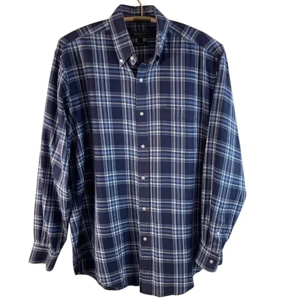 Bobby Jones Collection Blue Plaid Shirt Size Large